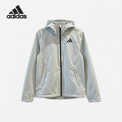 Adidas/阿迪达斯正品连帽长袖夹克新款浅灰色夹克外套IB7056