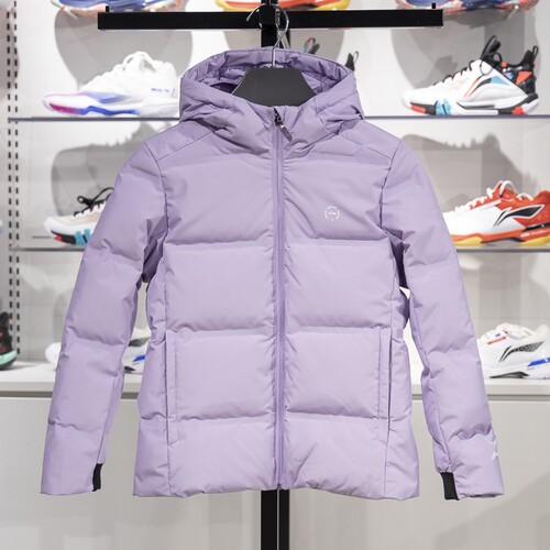 李宁正品女大童保暖连帽羽绒服