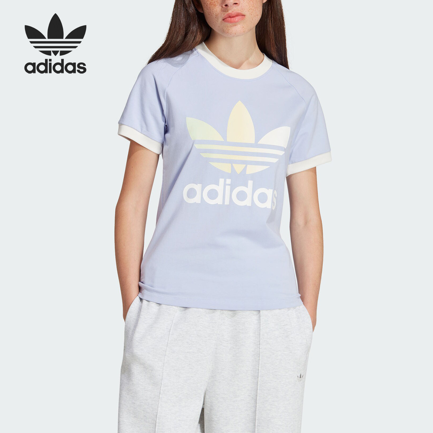 Adidas/阿迪达斯正品三叶草运动女士简约修身短袖T恤IT9822