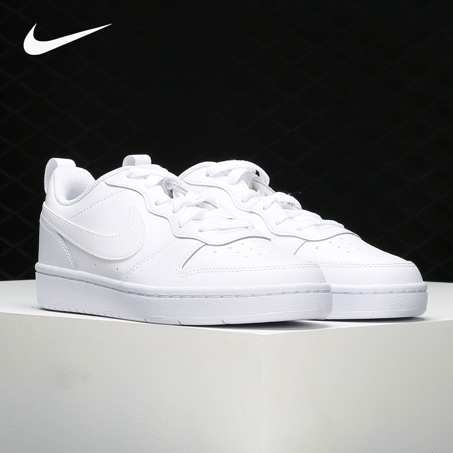 Nike/耐克正品COURT BOROUGH LOW 2女子GS大童板鞋BQ5448-100