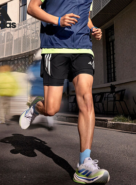 Adidas/阿迪达斯正品OTR E 3S 2IN1 S男士跑步运动短裤IQ3808