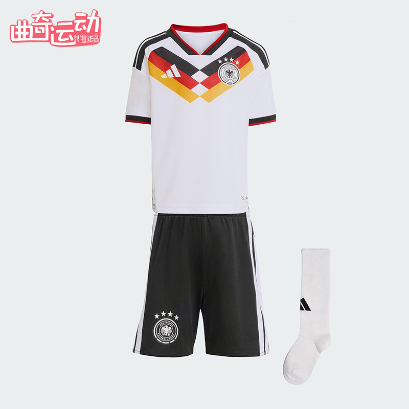 Adidas/阿迪达斯正品2025小童运动V领套头耐穿透气足球套装JZ4561