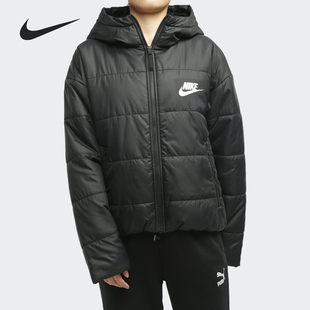 Nike/耐克正品女子保暖连帽梭织时尚休闲运动短款棉服 CZ1467