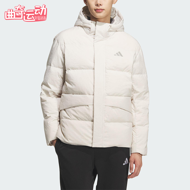 Adidas/阿迪达斯正品LINEAR男女运动日常保暖连帽羽绒服KQ5523