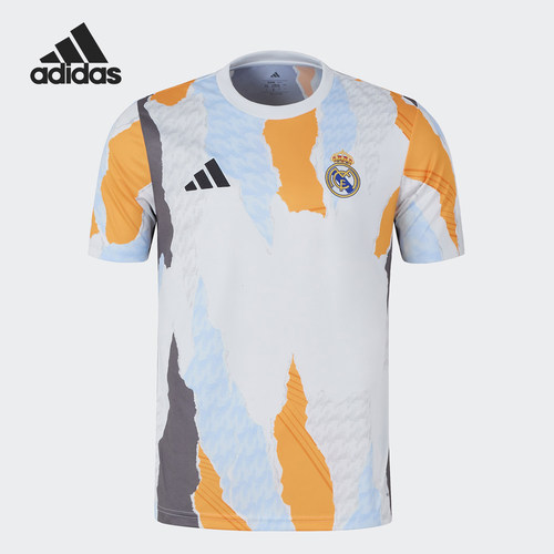 Adidas/阿迪达斯正品REAL PRESHI男士足球运动热身短袖JJ3493
