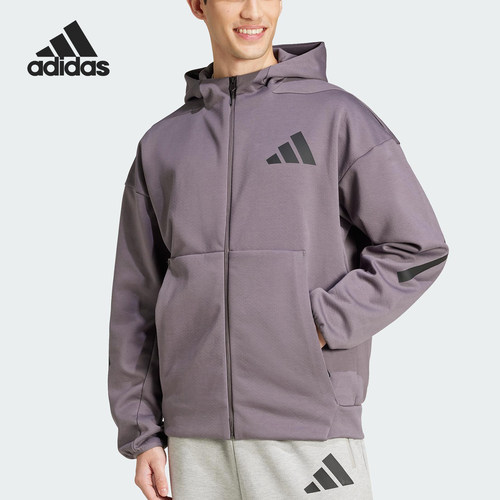 Adidas/阿迪达斯正品2025春季男士针织连帽运动外套JD2911