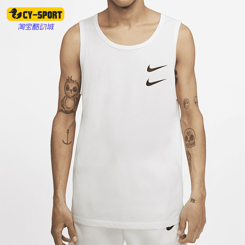 Nike/耐克正品2025男士休闲无袖印花圆领套头背心T恤CQ5293-100