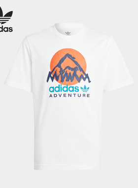 Adidas/阿迪达斯正品三叶草夏季大童休闲印花短袖T恤IC5385