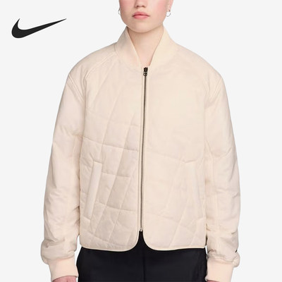 Nike/耐克正品运动休闲拉链棉服新款女米白色棉服IF0343-103