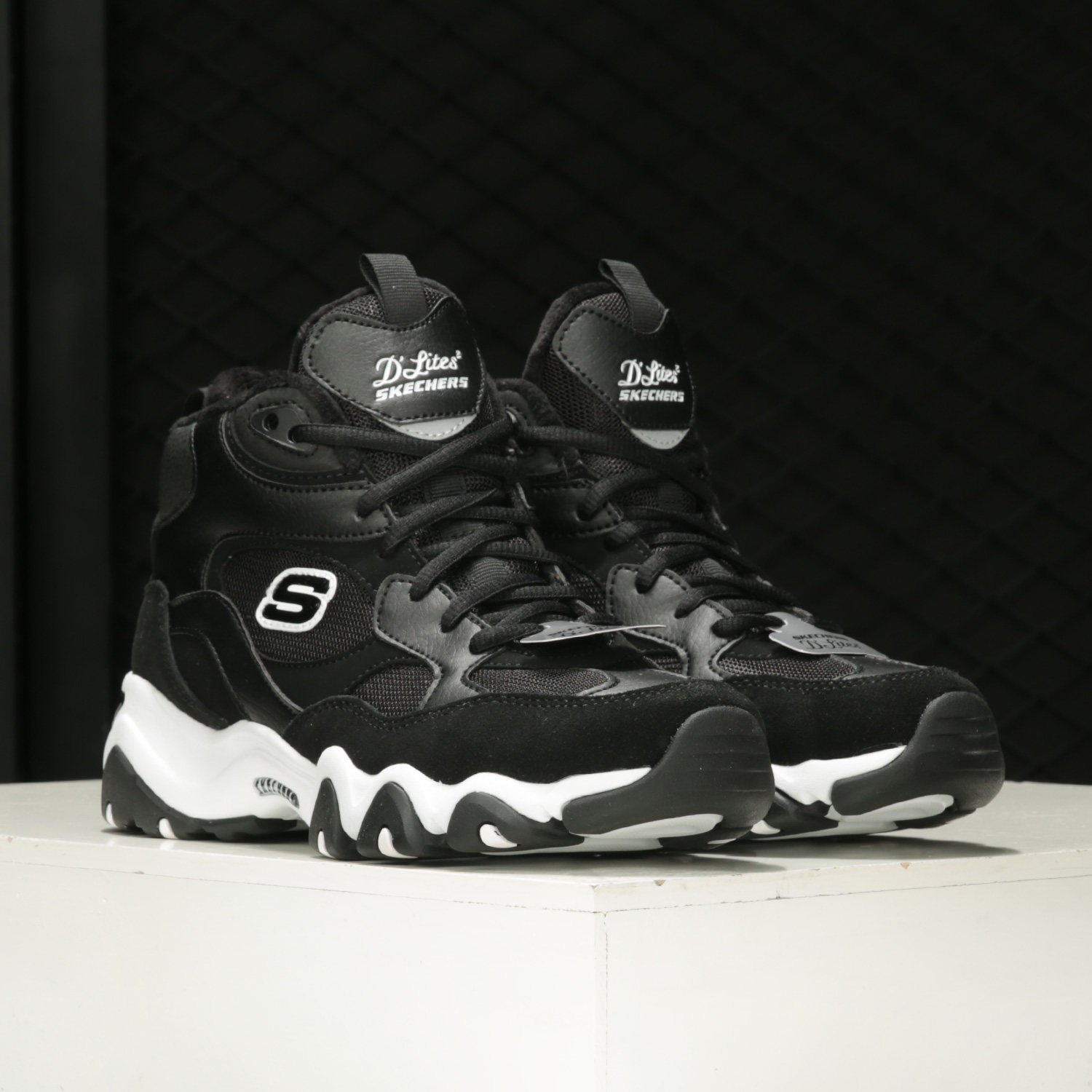 Skechers/斯凯奇正品 熊猫鞋老爹鞋男子保暖加绒时尚高帮运动鞋