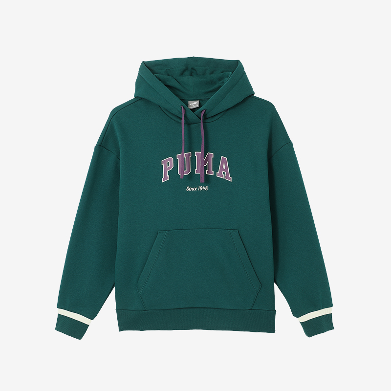Puma/彪马官方正品新款女士复古休闲印花加绒连帽卫衣688961-24