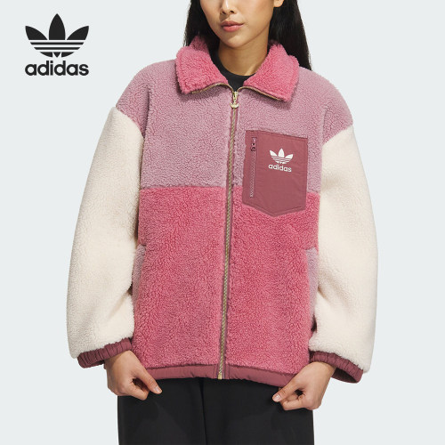 Adidas/阿迪达斯正品三叶草女子仿羊羔绒保暖运动外套IN0988