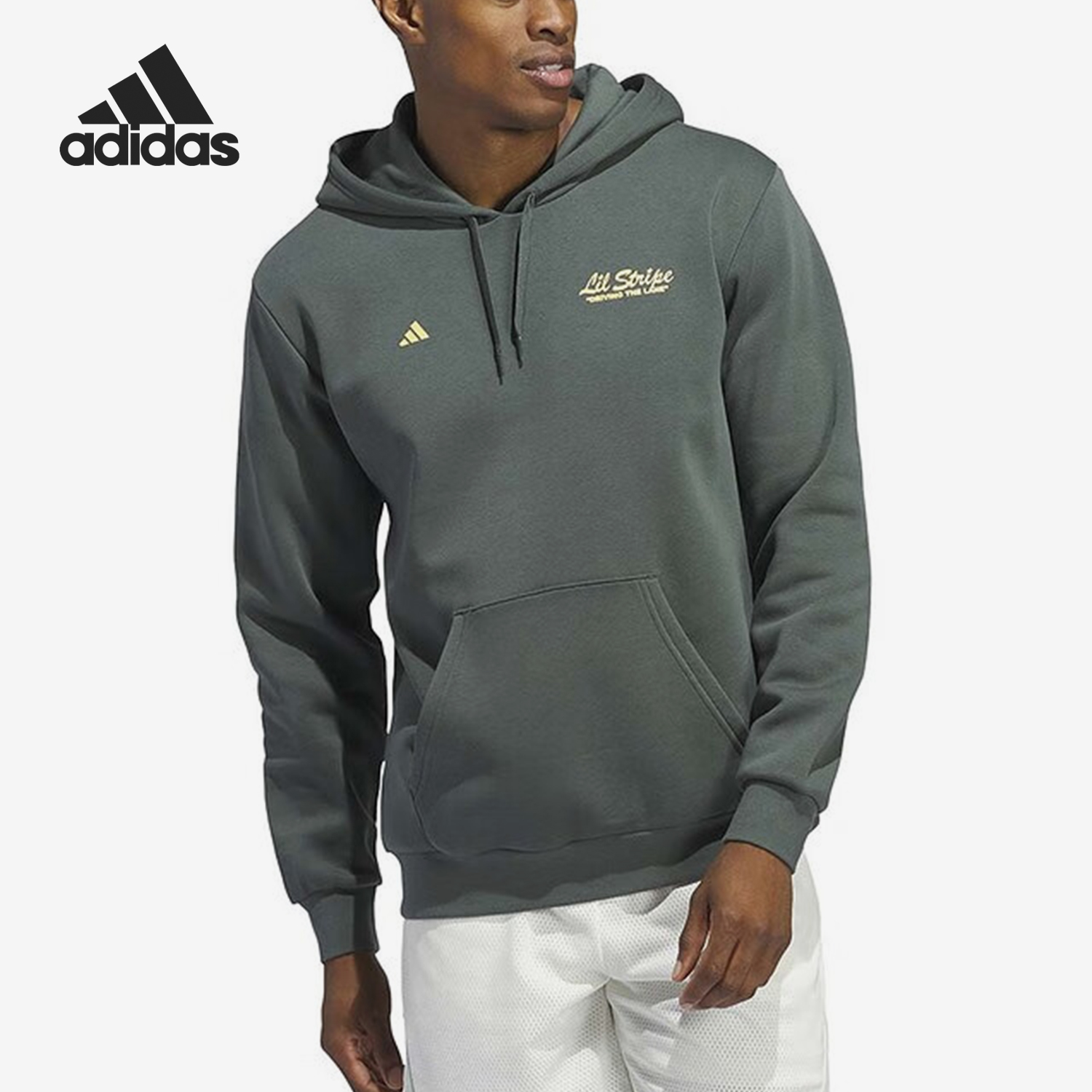 阿迪达斯男士连帽加绒针织卫衣