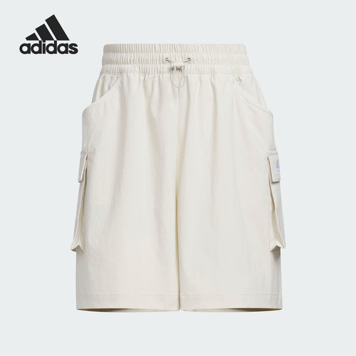 Adidas/阿迪达斯正品2023新款女子运动梭织工装短裤IS7408