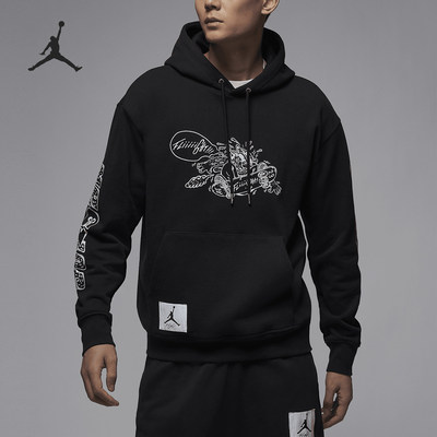 Nike/耐克正品JORDAN男士薄绒印花连帽套头卫衣FV8595-010