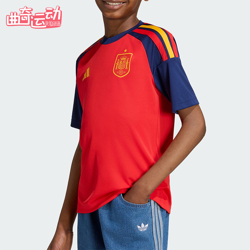 Adidas/阿迪达斯正品夏季大童休闲圆领训练足球球衣短袖T恤JZ5755
