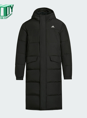 Adidas/阿迪达斯正品冬季男女连帽保暖长款运动休闲羽绒服KF6748