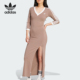 侧开叉V领连身裙JX5193 三叶草女士长款 Adidas 阿迪达斯正品
