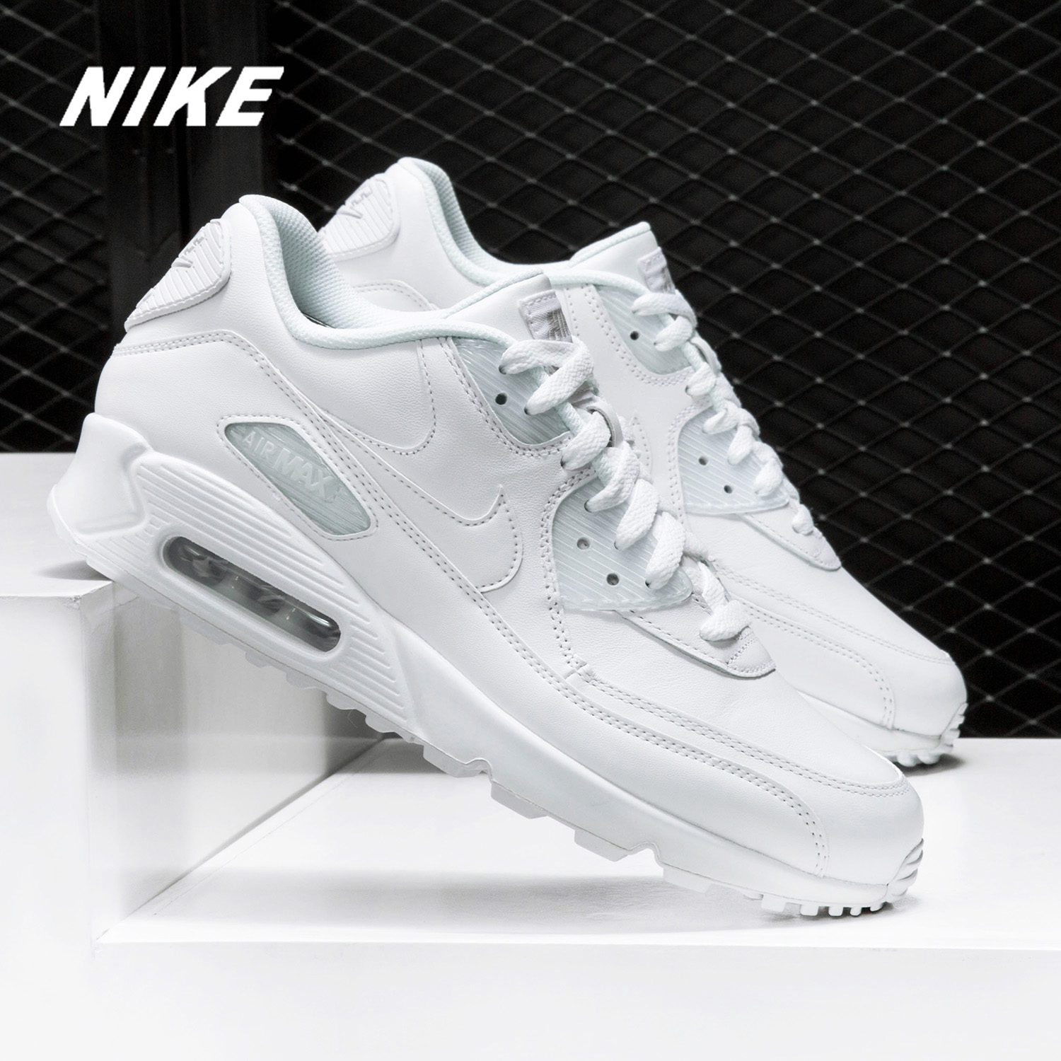 Nike/耐克正品AIR MAX 90 LEATHER 男子气垫缓震运动跑步鞋302519