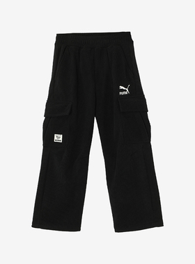 Puma/彪马正品2025大童口袋宽松休闲中腰加绒工装长裤950001-01