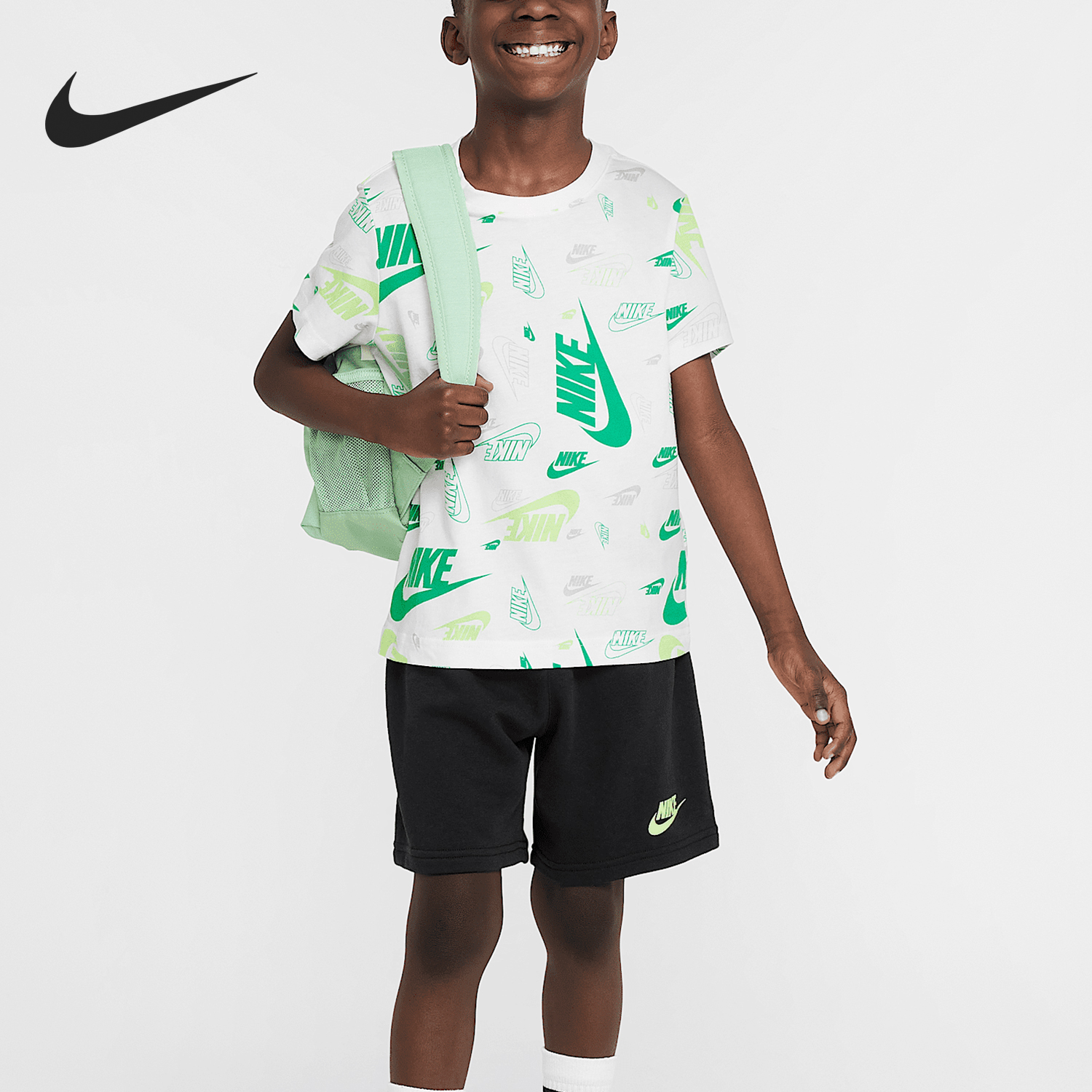 Nike/耐克正品2025夏季款小童针织印花休闲套装II3836-010