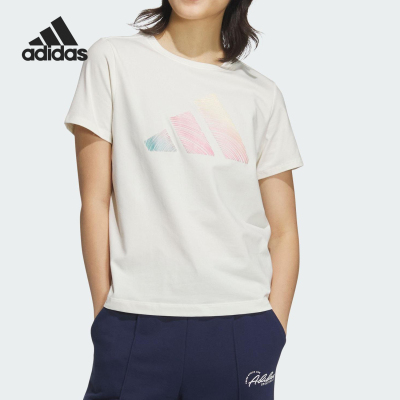 Adidas/阿迪达斯正品2025女士运动休闲透气针织渐变T恤JL6284