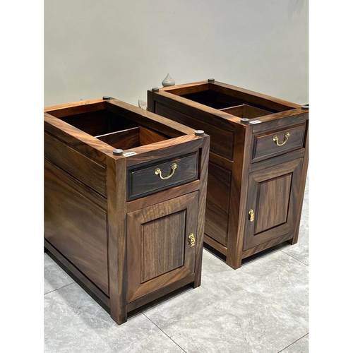 胡桃木大板柜子支架桌脚原木实木桌腿一门一抽一对书桌脚办公桌脚