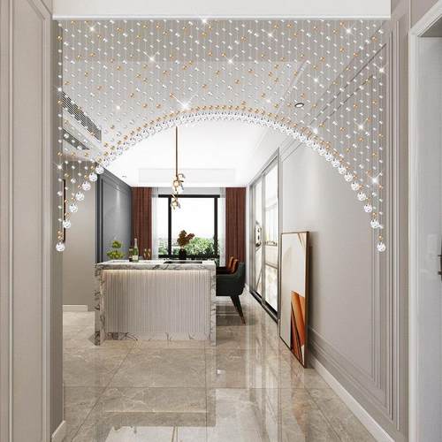 水晶珠帘门帘过道卧室化妆室隔板客饭厅轻奢装饰吊帘挂帘子免打孔