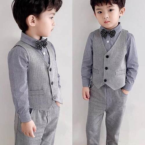 男童西装套装儿童小西服周岁生日男宝宝花童婚礼服男孩演出服
