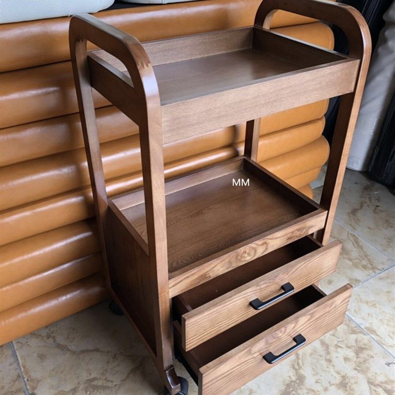 美容院欧式实木美容美发多功能推车双层抽屉美容R床工具美甲小推