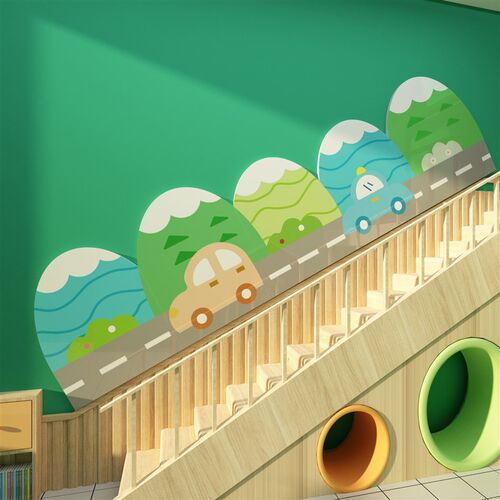 幼儿园走廊大厅墙面装饰画环境创C设材料主题成品文化背景布置楼