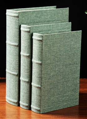 中式假书仿真书道具装饰书本模型摆件麻布面米白色灰白.绿咖啡蓝