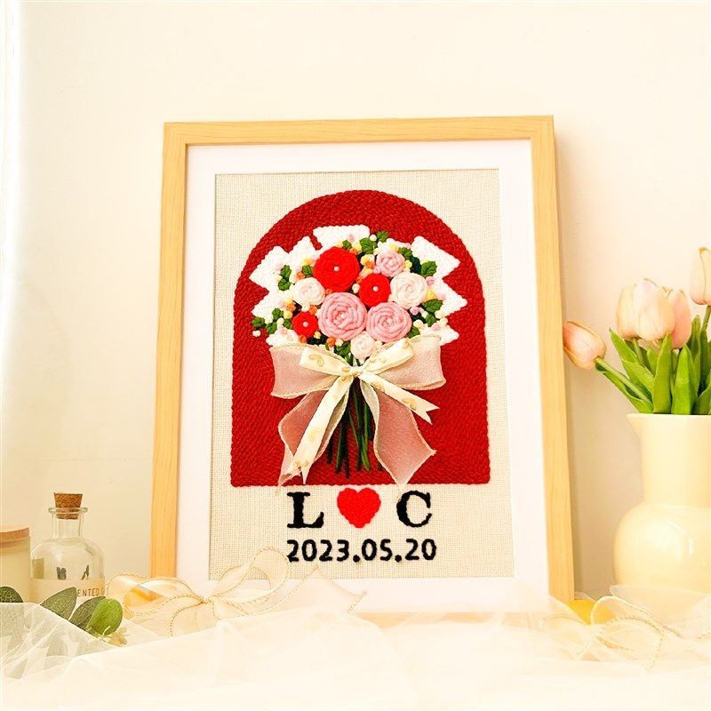 戳戳绣毛线刺绣手工diyt材料包编织花束结婚纪念日情人节礼物新手,居家布艺,戳戳绣,淘宝优惠券,粉丝福利购,淘宝优惠卷