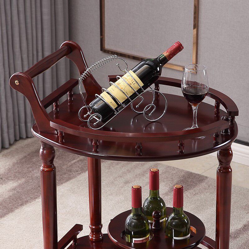 欧式实木餐车商用茶酒水美容院手C推车酒店餐厅移动家用送餐小推