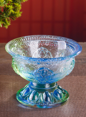 古法琉璃八吉祥圣水杯家用客厅佛前贡供杯观音净水T杯家居摆件包