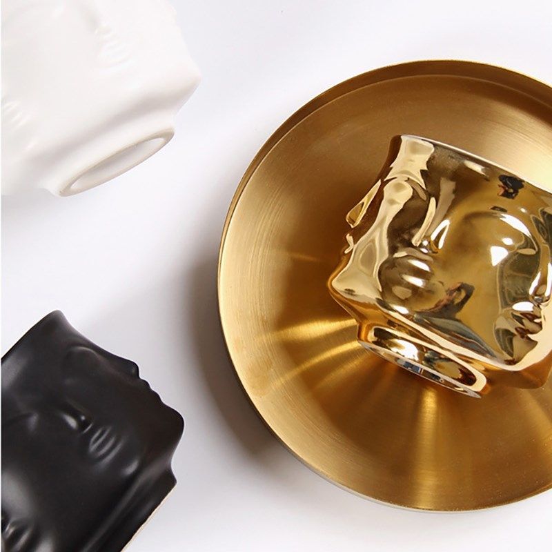 轻奢金色神话人面花o瓶摆件化妆刷美甲收纳盒笔筒桶桌面装饰品陶,收纳整理,化妆刷收纳盒/桶,淘宝优惠券,粉丝福利购,淘宝优惠卷