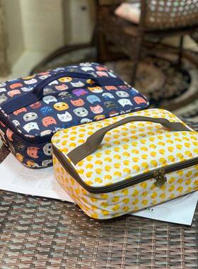 扁平四饭盒袋水横版保温隔热保鲜防餐放盒儿童分格餐盘BVW袋格手