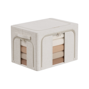 整理师推荐三开门天山棉麻收纳箱衣柜收纳盒羽绒服被子整理百纳箱