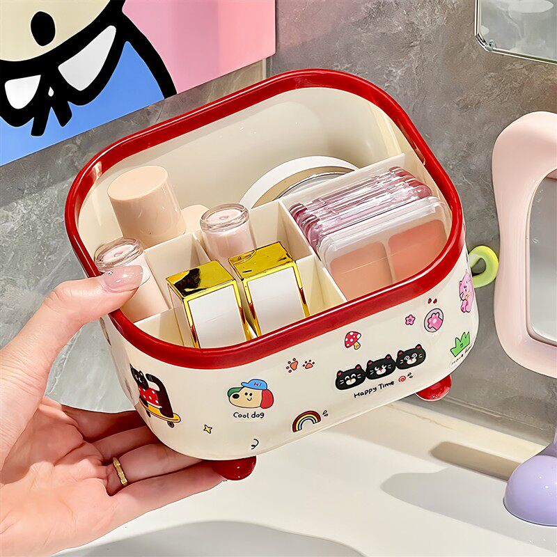 桌面收纳盒办公室口红化妆品宿舍置物架六格多功能办公桌文具笔筒