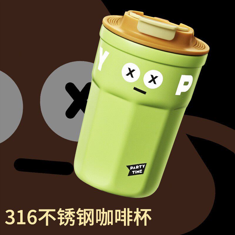 跨境创意潮玩多边形咖啡杯ins便携随行316不锈钢密封保温水杯