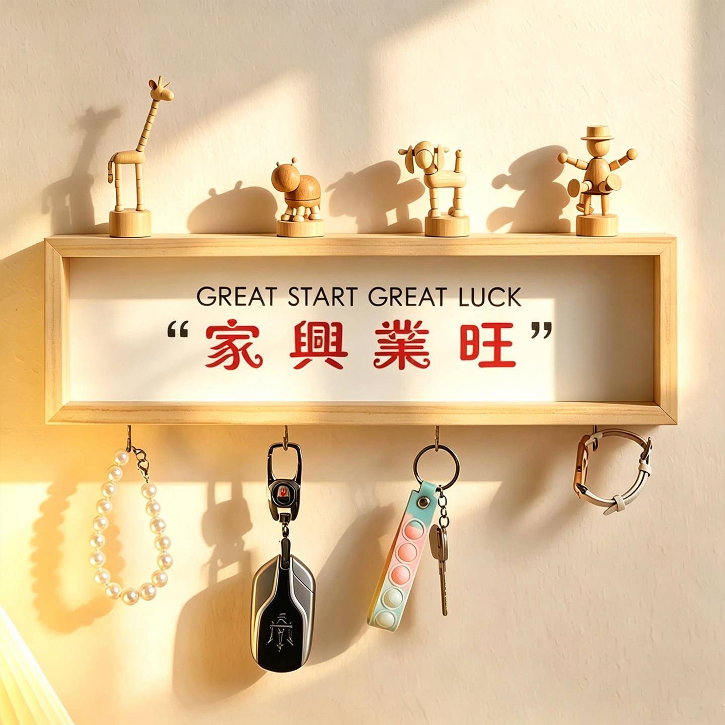 创意入墙户玄关钥匙收纳挂架免打孔进门挂门钩上装饰画置物架壁挂