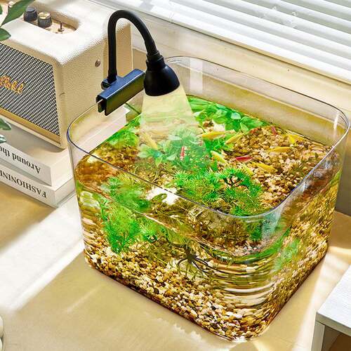 PET塑料鱼箱一体成型金鱼乌龟专用缸家用长方形透明仿玻璃鱼缸