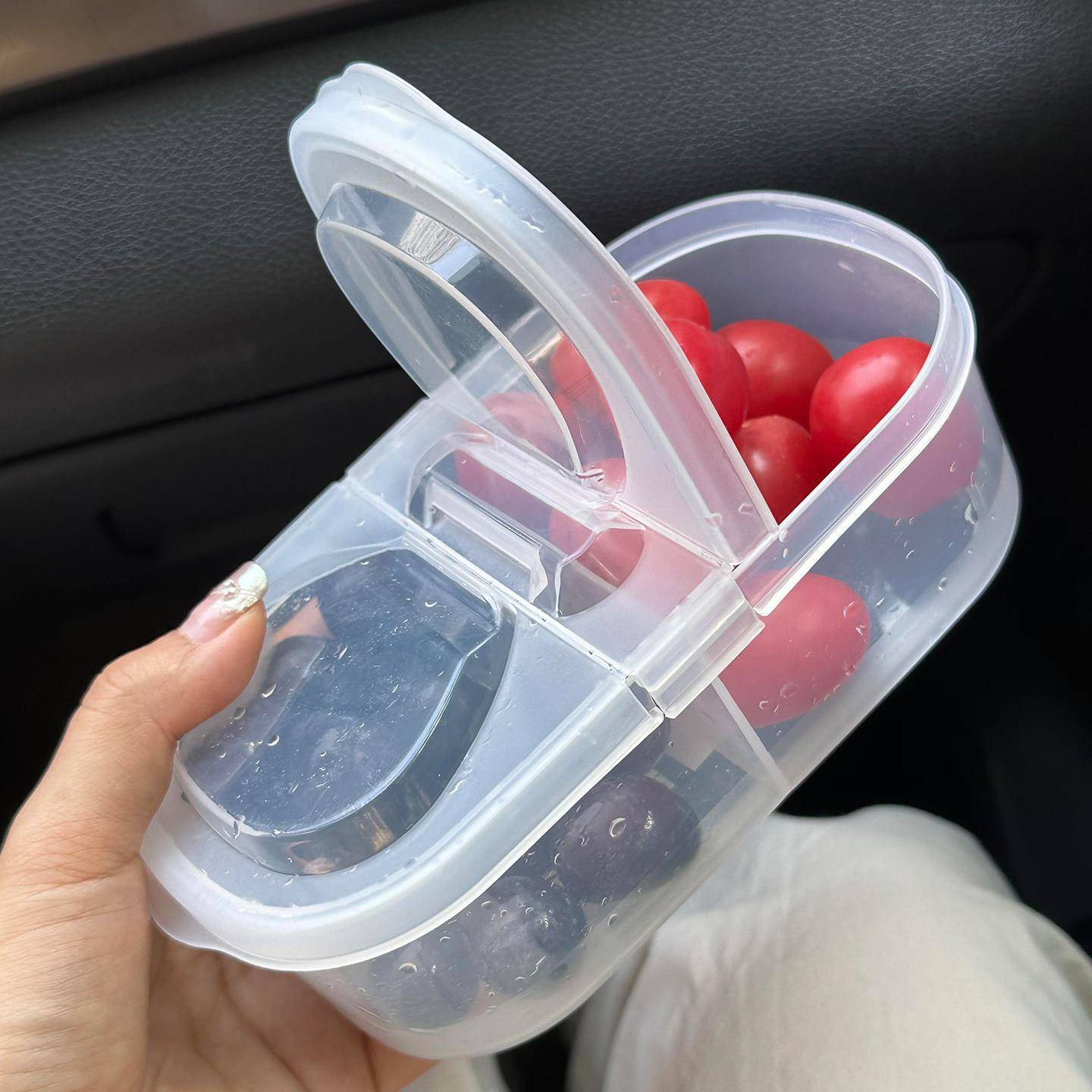 装水果保鲜盒可携式外出食品级便带当收餐纳盒子小学生野有盖分隔