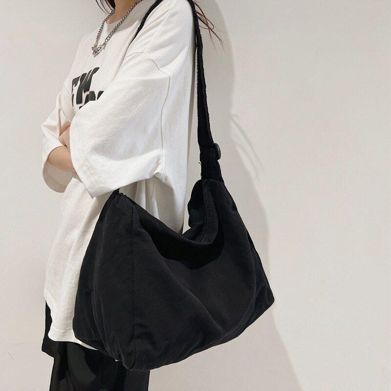 水洗帆布复古中性兜子挎包2023原宿风睿营ins文艺女款肩斜挎