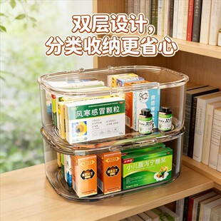 医药箱家用大容量药品整理透明带盖防尘家庭常备大号放药的收纳盒
