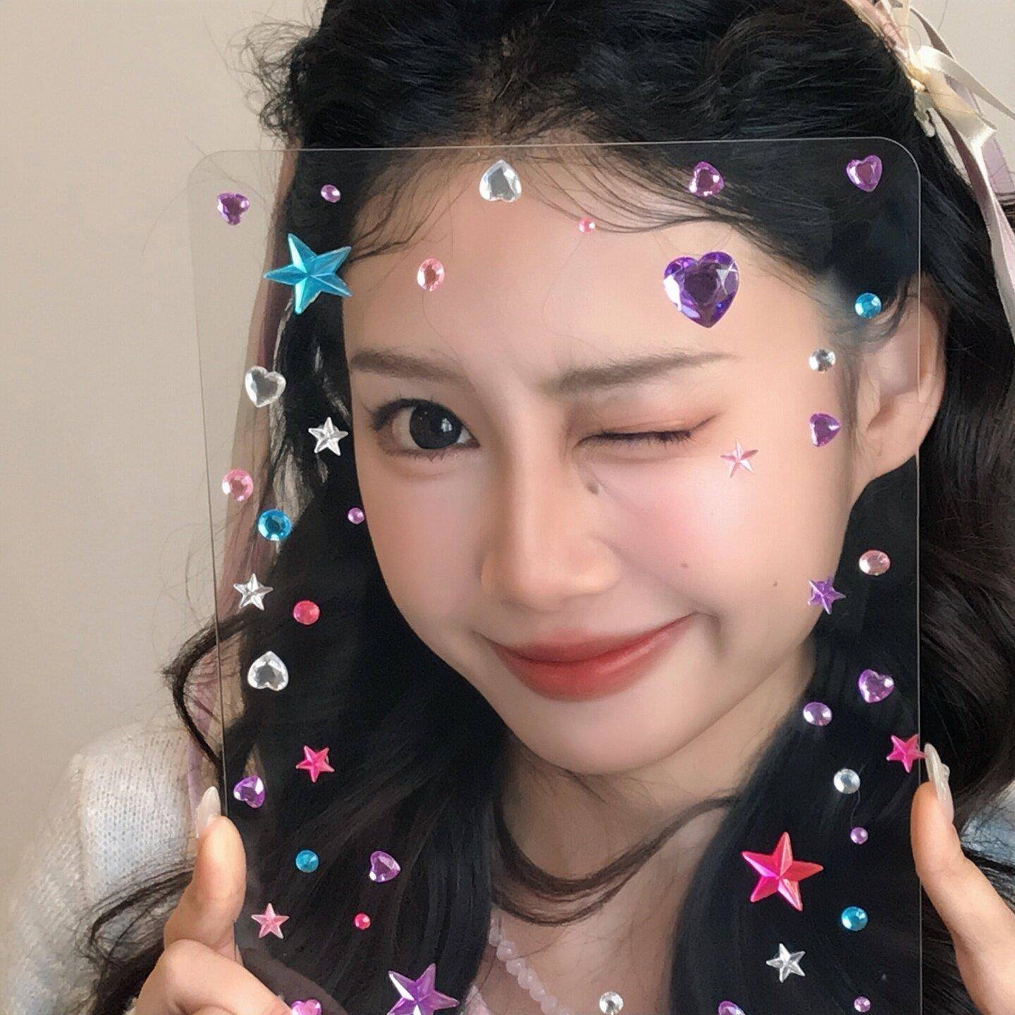 钻石围贴画相框星星爱心贴纸氛感拍照道彩色立体Buling面具部装饰