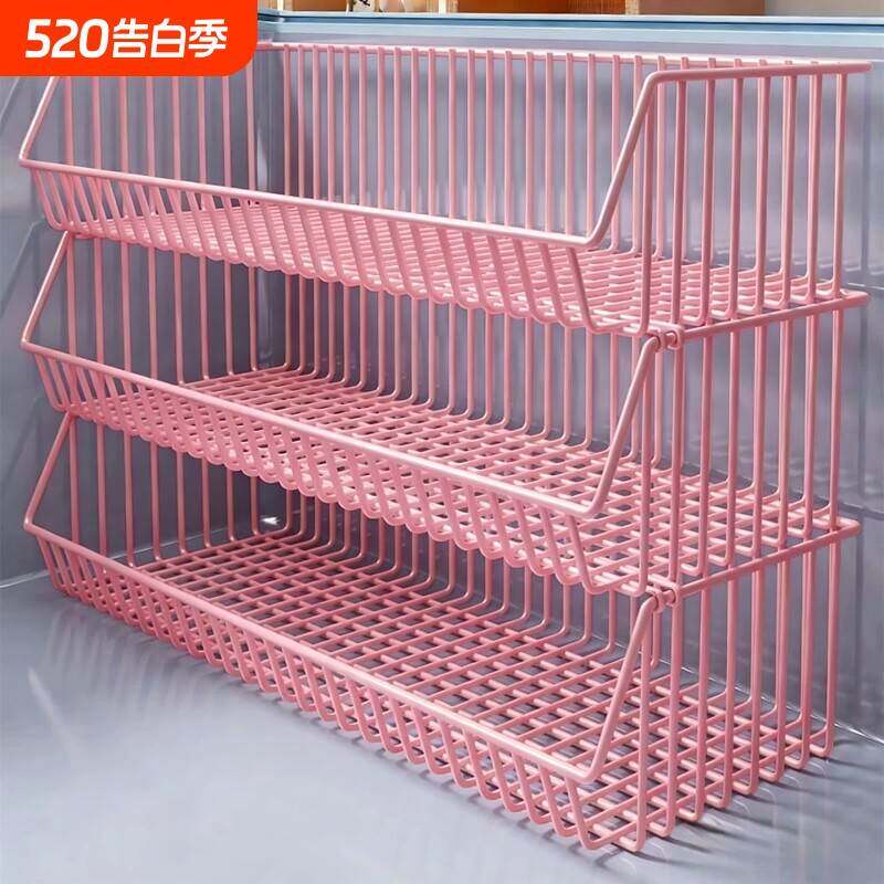 冰柜内部置物架多层分隔冷藏筐子可叠加冷柜冷冻专用收纳神器分层