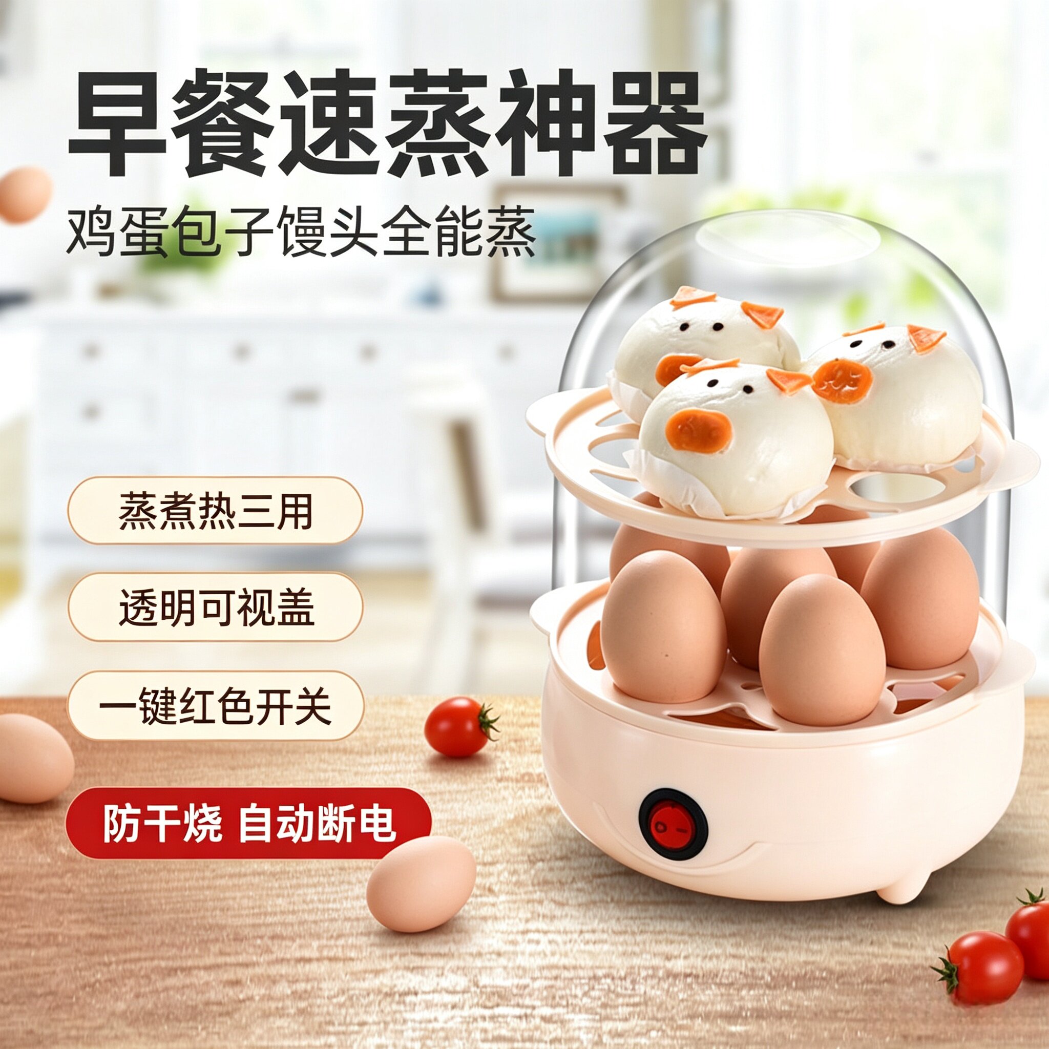 煮蛋器蒸蛋器自动断电家用小型迷你多功能蒸蛋羹煮鸡蛋机早餐神器