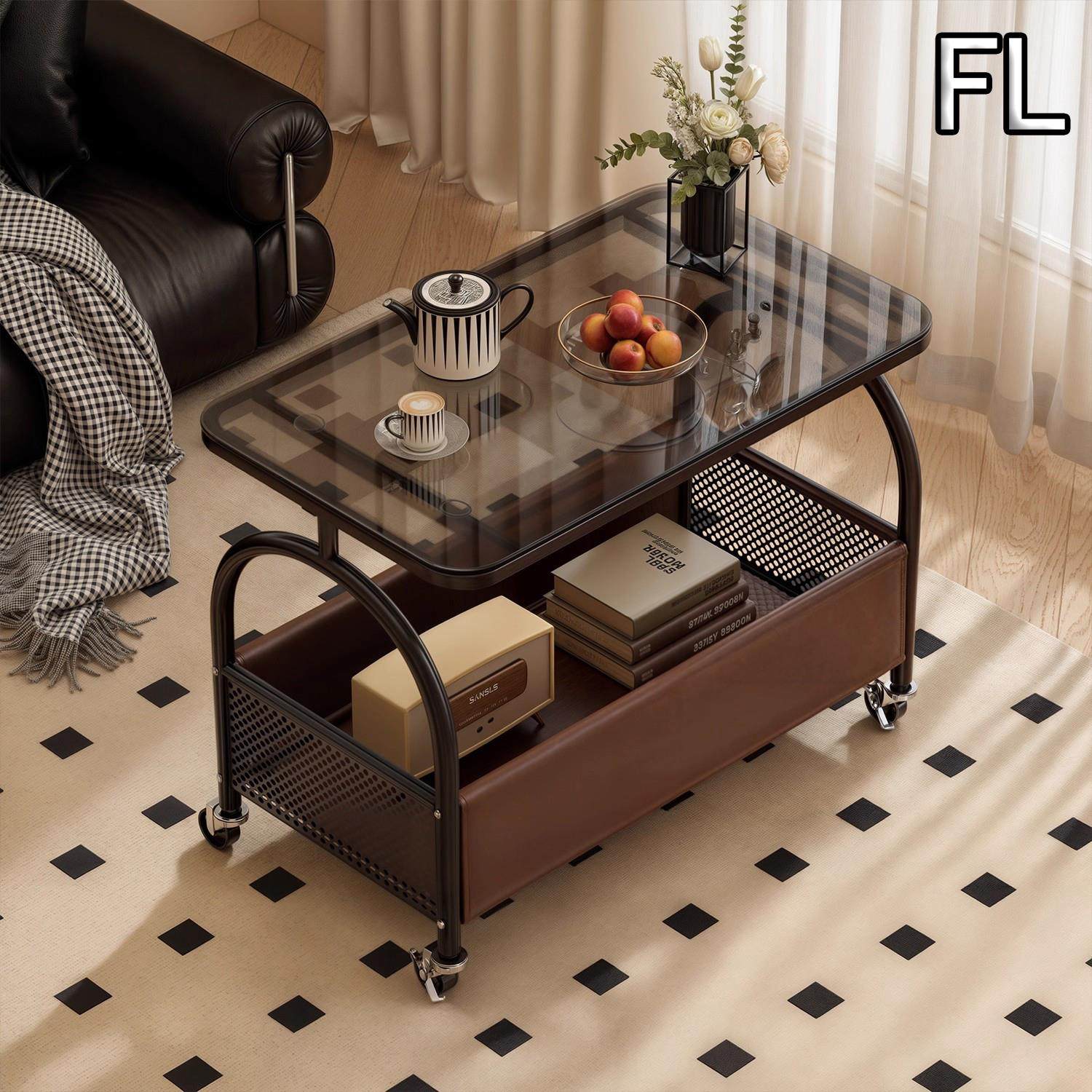 德国小推车置物架客厅沙发边茶几零食收纳架卧室床头移动整理架