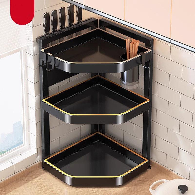 日本进口厨房多功能置物架台面墙角转角三角形调料品调味料收纳架